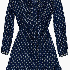 Old Navy Women’s Medium Blue Floral Tunic Longsleeve Dress Casual Mini/Top-A197